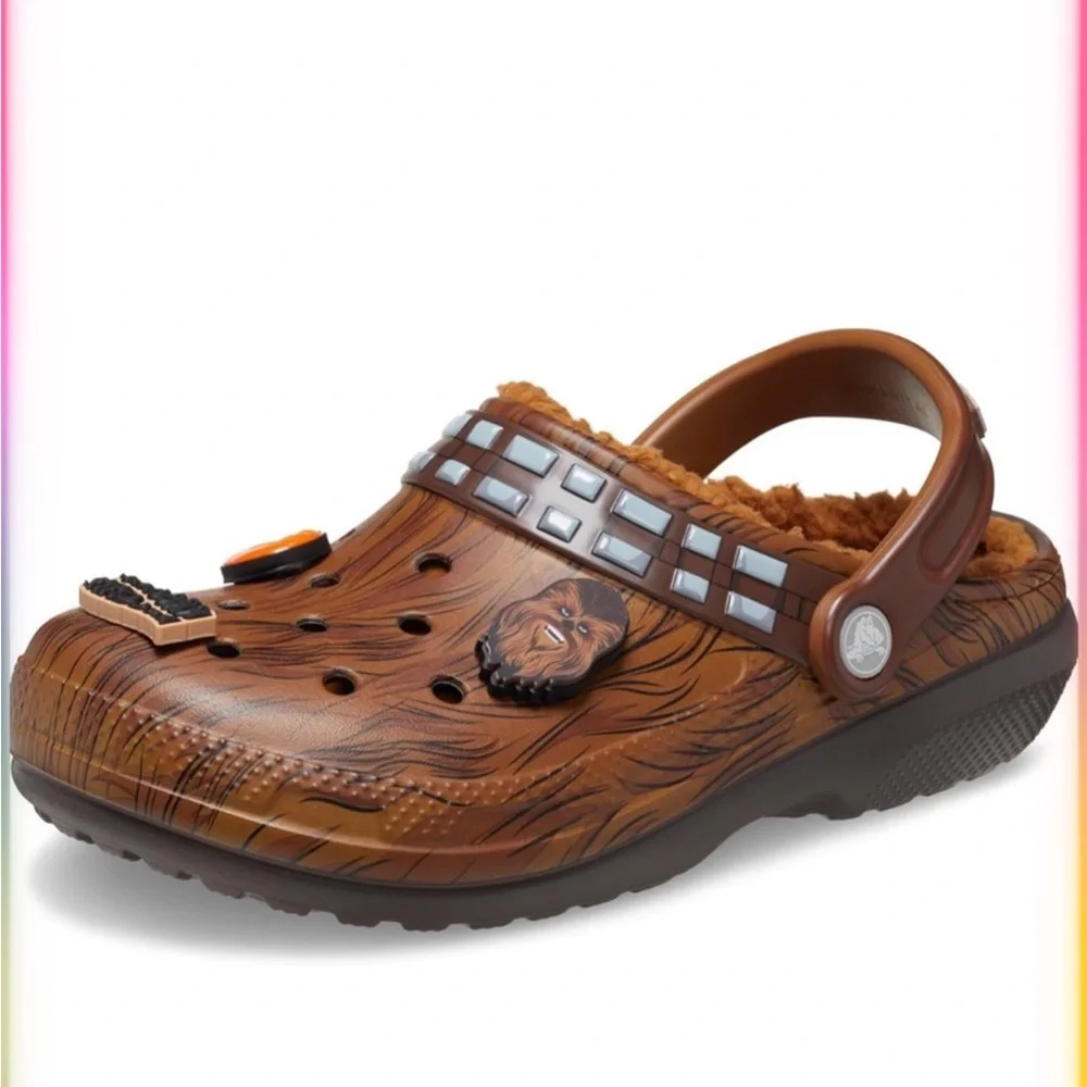 Disney Star Wars Chewbacca Lined Crocs Size 1 Toddler Wookiee Fuzzy Clogs